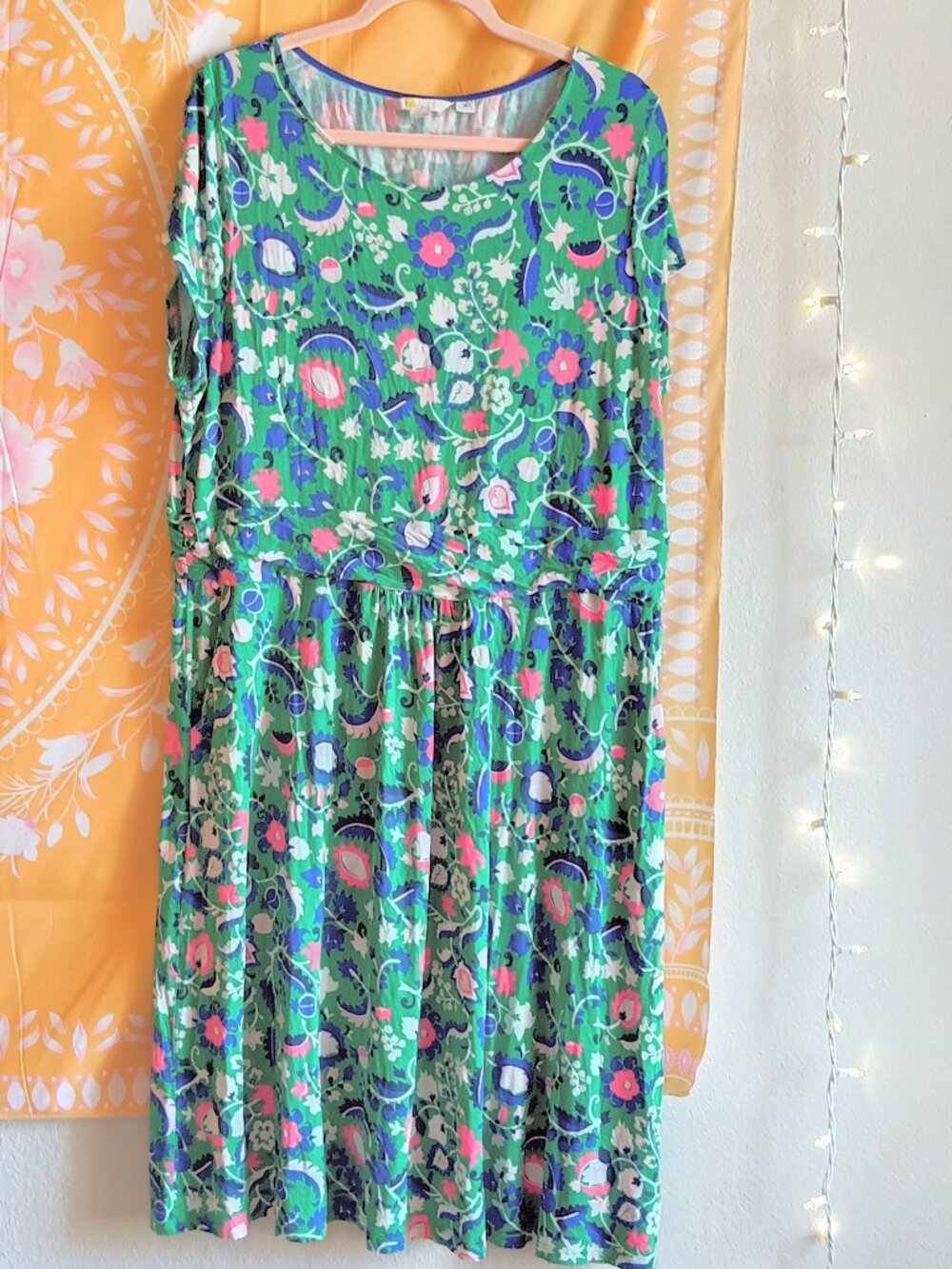 Boden Amelia Jersey Midi Dress Green Floral Paisley Size 20 / 22 or 2X